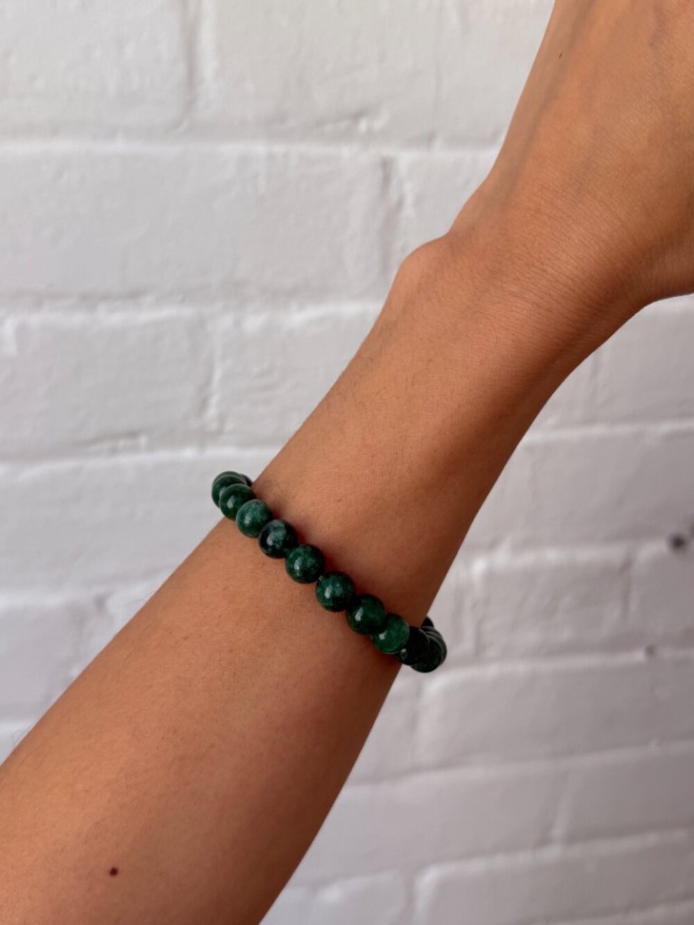 Green Beaded Charm Bracelet Y2K Stretch Stackable